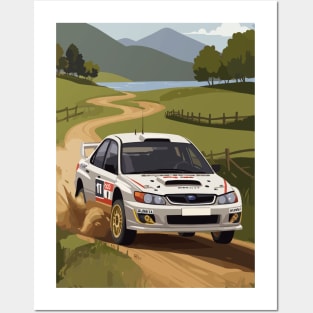 White WRX Rally Car Poster JDM Posters and Art